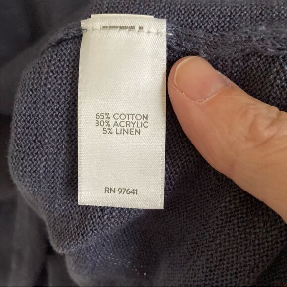 J. Jill Linen Blend Eclipse Blue Arbor V-Neck Pullover Knit Top Size XL petite! - Picture 7 of 8